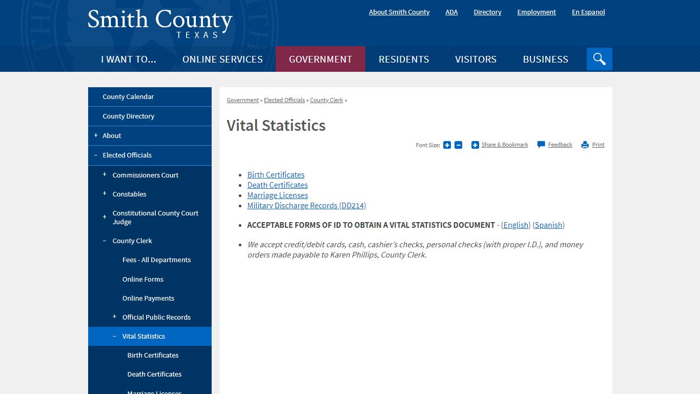 Vital Statistics | Smith County, TX